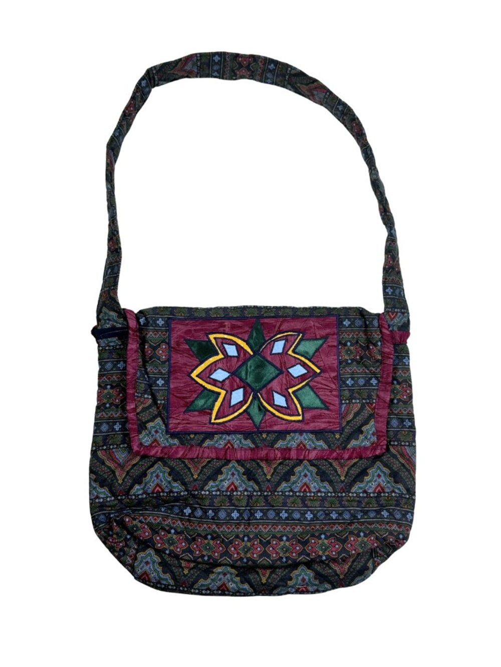 Largeโ Handmade Boho Embroidered Tote Bag Cotton Hippie Shoulder Strap Quilted
